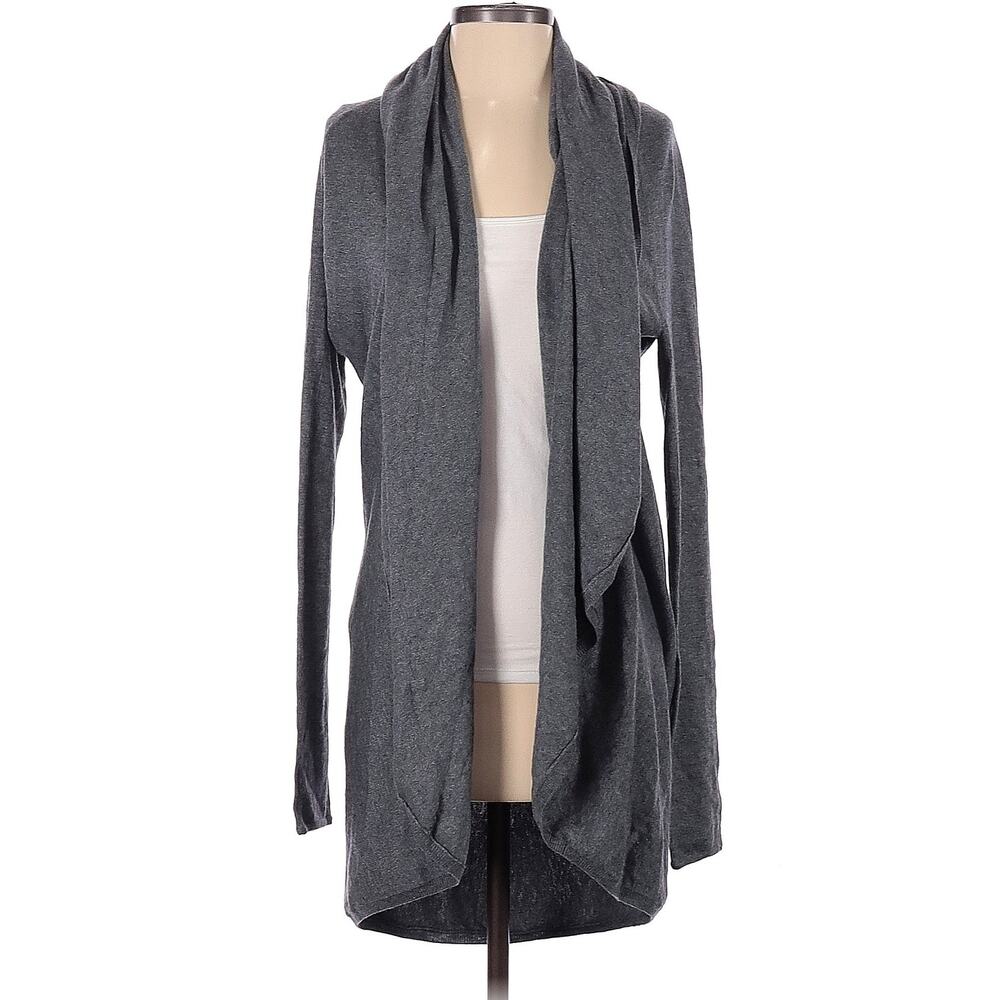 Naked Princess Wool Cashmere Blend Knit Shawl Collar Cardigan Duster Grey Small